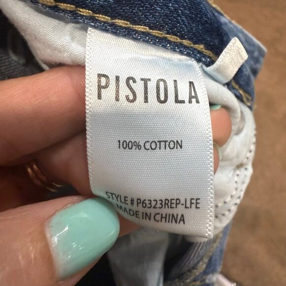 Pistola Cassie Distressed High Rise Straight Leg Jeans Sz 27 - Picture 8 of 16